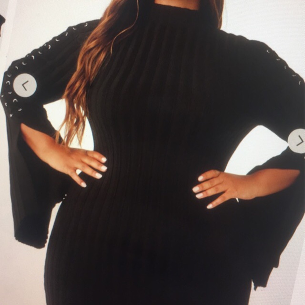 Plus size lace-up sweater dress